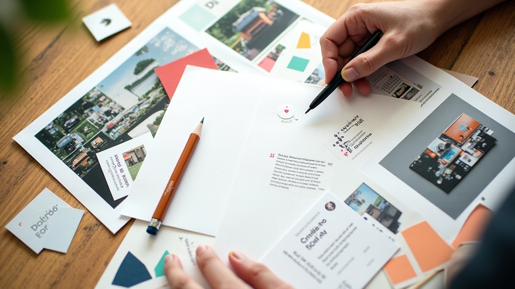 Creative mood board with photographs, textures, color samples, and visual elements arranged artfully